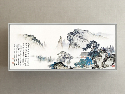 Chinese Landscape Painting Black and White Living Room Landscape model