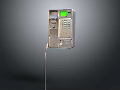 Public Payphone Structure With Green Display Keypad And Coin Slot 3d model