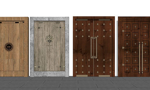 Chinese style gate combination 3d model