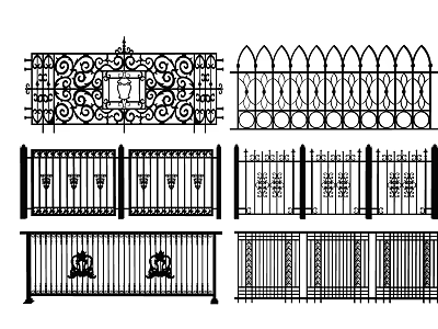 Ornate Wrought Iron Fence Designs With Decorative Patterns And Various Styles 3d model