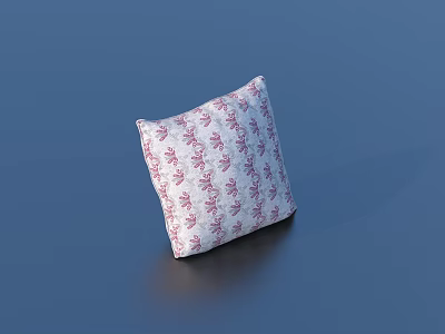 Square Decorative Pillow With White Base And Pink Floral Patterns Design 3d model