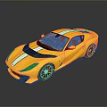 Yellow Sports Car With White Stripes And Sleek Aerodynamic Exterior Design
