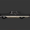 Vintage Classic Car With Dark Streamlined Body And Retro Interior Design Details