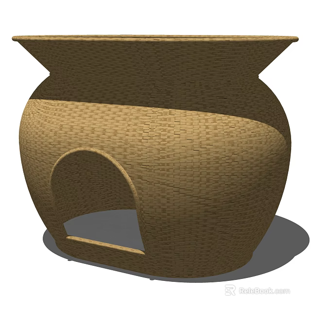 Woven Texture Decorative Ornament Set with Arched Opening and Light Brown for Home Decoration 3d model 