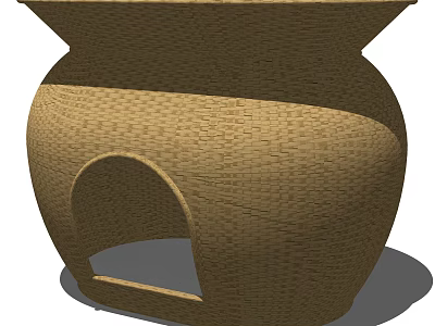 Woven Texture Decorative Ornament Set with Arched Opening and Light Brown for Home Decoration 3d model
