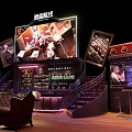 Azur Lane Live Stream Studio With Large Screens Characters Sofa Coffee Table And Wine Cabinet