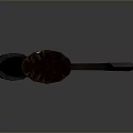 Blue Axe Weapon With Gray Handle Sharp Blade On Dark Background