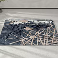 Square Rug With Navy And Beige Abstract Lines Geometric Pattern For Home Interior 3d model
