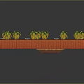 Miniature Tropical Scene With Palm Trees Brick Walls Small Buildings And Paths