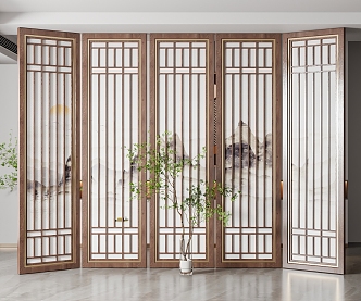 New Chinese Style Screen Partition 3d model