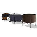 Modern Sofa Stools with Leopard Print Gray Blanket and Brown Designs 3d model