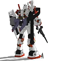 Gundam Model In Red White Black With Weapons And Standing Pose 3d model