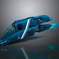 Futuristic Blue Space Craft With Sleek Aerodynamic Design And Cockpit Windows