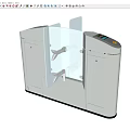 Modern Access Control Turnstile With Glass Barriers And Silver Metal Design
