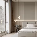 Modern Bedroom Interior Design With Textured Wall Hanging Lights Framed Art And Soft Rug