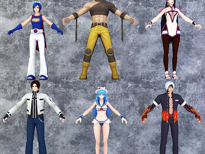 Game and Movie Characters With Diverse Costumes And Dynamic Poses 3d model