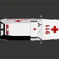 White Ambulance Vehicle With Red Cross Logo 911 Emergency Number And Heartbeat Line Design