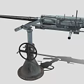 Vintage Heavy Machine Gun With Metal Structure Long Barrel And Tripod Base