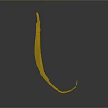 Slender Brown Striped Aquatic Animal With Curved Body And Reflective Surface On Gray Gradient Background