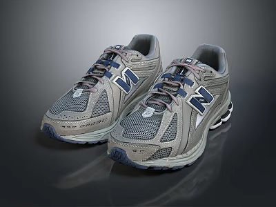 Comfortable Gray And Blue New Balance Sneakers With Mesh Upper And Cushioned Sole 3d model