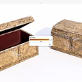 Vintage Style Decorative Ornament Set With Carved Open Box And Red Lining