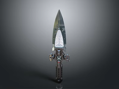 Unique Modern Weapon With Sharp Blade And Decorative Metal Hilt Design 3d model