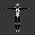 Game Movie Character In White Red Black Armor Suit With Arms Outstretched Standing Pose