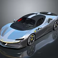 Sleek Silver Sports Car With Black Stripe Yellow Rims And Modern Design