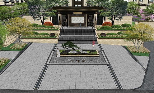 New Chinese Gate Residential Entrance 3d model