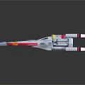 Detailed Fighter Jet Model with White Body Red Stripes X Wing and Dual Engines