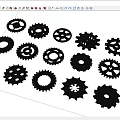 Various Mechanical Gears of Different Sizes and Designs on White Background
