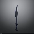 Blue Glowing Sword With Long Blade And Striped Blue Hilt Design