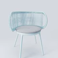 Modern Light Blue Woven Design Leisure Chair With Gray Cushion Seat And Slim Legs