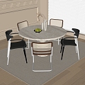 Modern Dining Table and Chair Combination Dining Chair Single Chair Round Dining Table 3d model