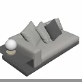 Modern Interior Light Gray Two-Seater Sofa With Dark Gray Cushions And Side Table Round Lamp 3d model