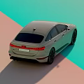 Audi Electric Sedan Light Gray Modern Sleek Body Design LED Headlights Colorful Gradient Background