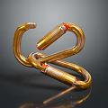 Modern Artistic Sculpture Design With Two Intertwined Golden Metal Carabiners