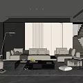 Modern Living Room Interior With Sofa Coffee Table Bookshelf And Staircase Plant