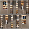 Modern Wine Cabinet With Glass Doors LED Lighting And Decorative Storage