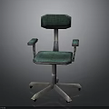 Green Upholstered Office Chair With Armrests And Metal Star Base