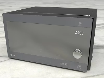 LG Gray Microwave Oven With Digital Display And Control Knob Modern Kitchen Appliance 3d model