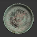 Round Copper Bowl With Green Patina And Textured Surface On Black Background With Reflection