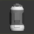 Silver Cylindrical Weapon Grenade With Gray Components And Reflective Base
