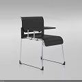 Modern Black Single Chair with Metal Frame and Tablet Arm 3d model