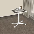 Modern Side Table With Metal Frame Glass Top And Decorative Items On Wheels 3d model