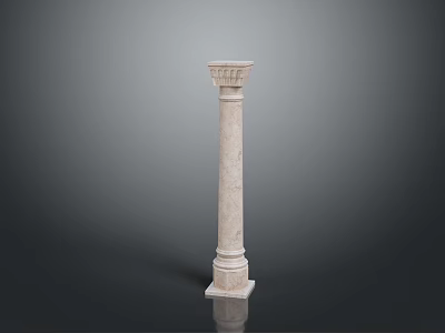 Classical White Marble Decorative Pillar With Carved Capital And Base 3d model