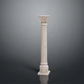 Classical White Marble Decorative Pillar With Carved Capital And Base