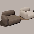 Modern Single Sofa Grey And Beige Fabric With Round Base And Comfortable Design 3d model