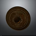 Round Metal Shield With Intricate Dragon Patterns And Central Emblem Design 3d model