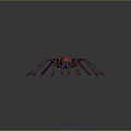Spider With Red Body And Blue Red Legs On Gray Background 3d model